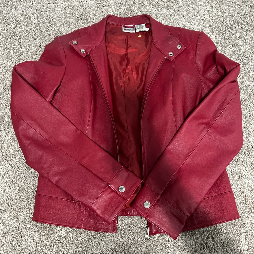Women's Red Leather Jacket